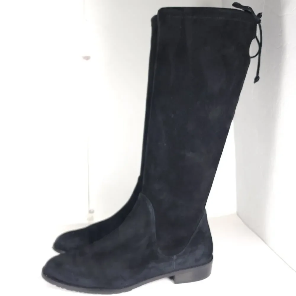 Stuart Weitzman Women's Lilene US 9 Black Suede Stretch Pull On Knee High Boots